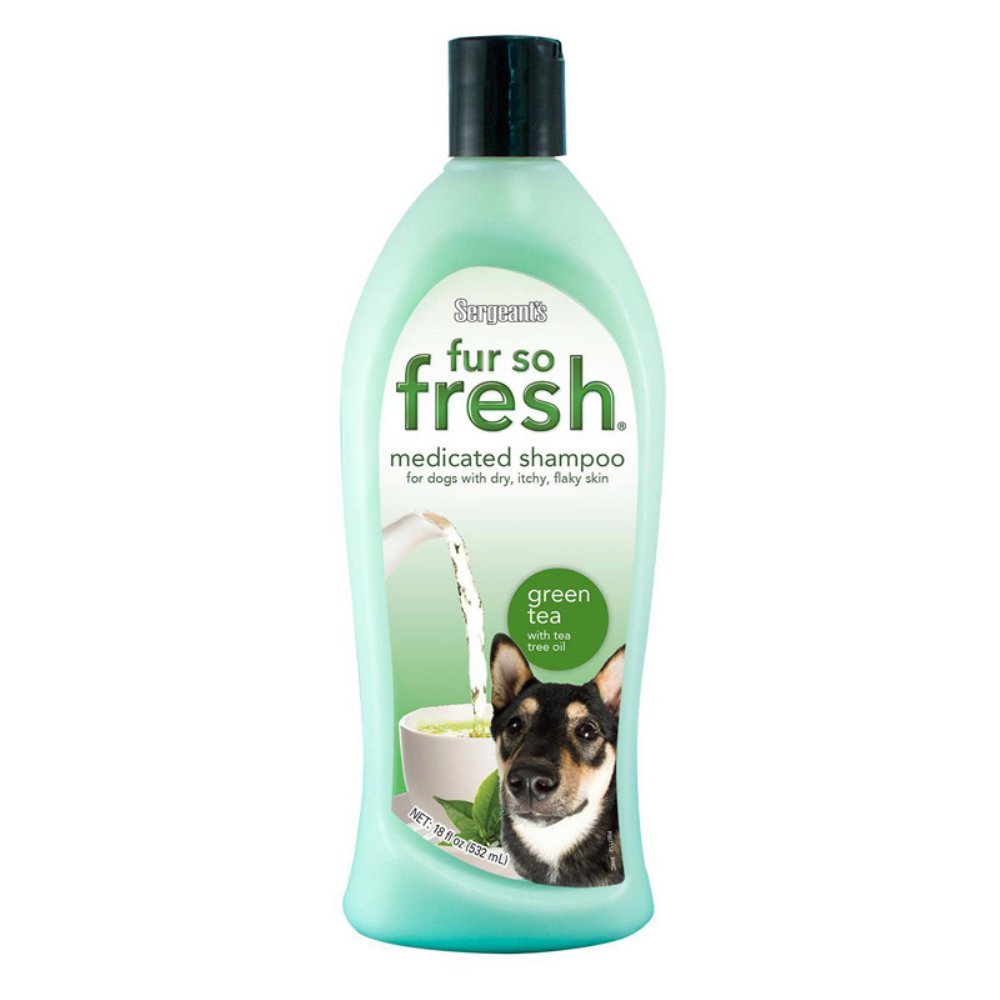 Sergeant’s Fur-So-Fresh Dog Grooming Shampoo for Itchy or Flaky Skin Green Tea Scent Dog Bath Product with Tea Tree Oil 18oz by Wowza Finds