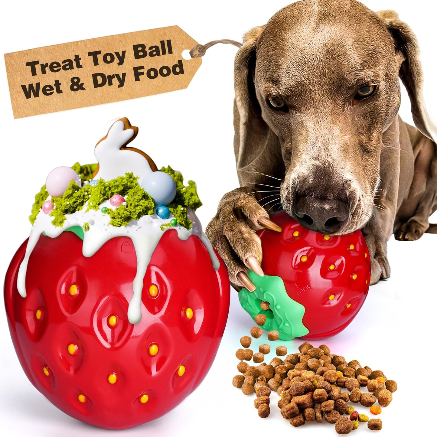 Strawberry Treat Dispenser Dog Toy by Wowza Finds