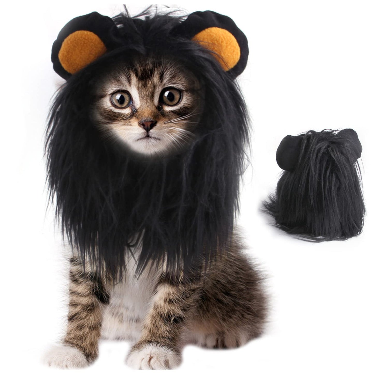 ITESSY Cat Halloween Costumes- Black Lion Mane Wig Pet Costumes Hat for Halloween Christmas Dress Up Accessories Decoration for Kitten Cats Size S by Wowza Finds