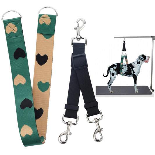 Pet Dog Grooming Arm Accessories - Pet Dog Grooming Belly Straps with Connector Pet Dog Grooming Belly Support Band Dog Grooming Table Arm Supplies Pet Dog Grooming Loops Dog Loop Heart Pattern by Wowza Finds